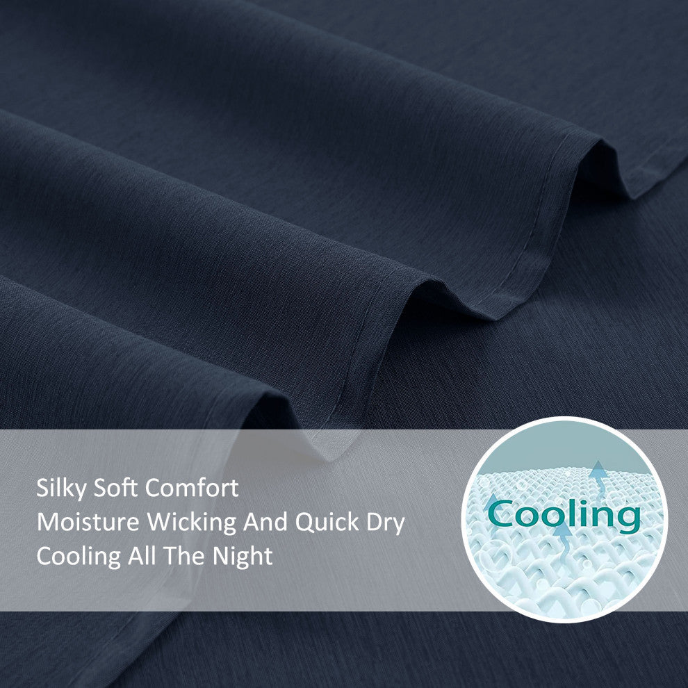 Illada 4 Piece Bamboo Cooling Sheet Set, Navy, King