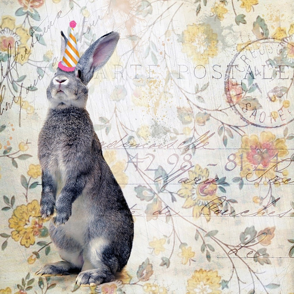 Marmont Hill, "Party Rabbit" by Morgan Jones Painting on Wrapped Canvas, 18x18