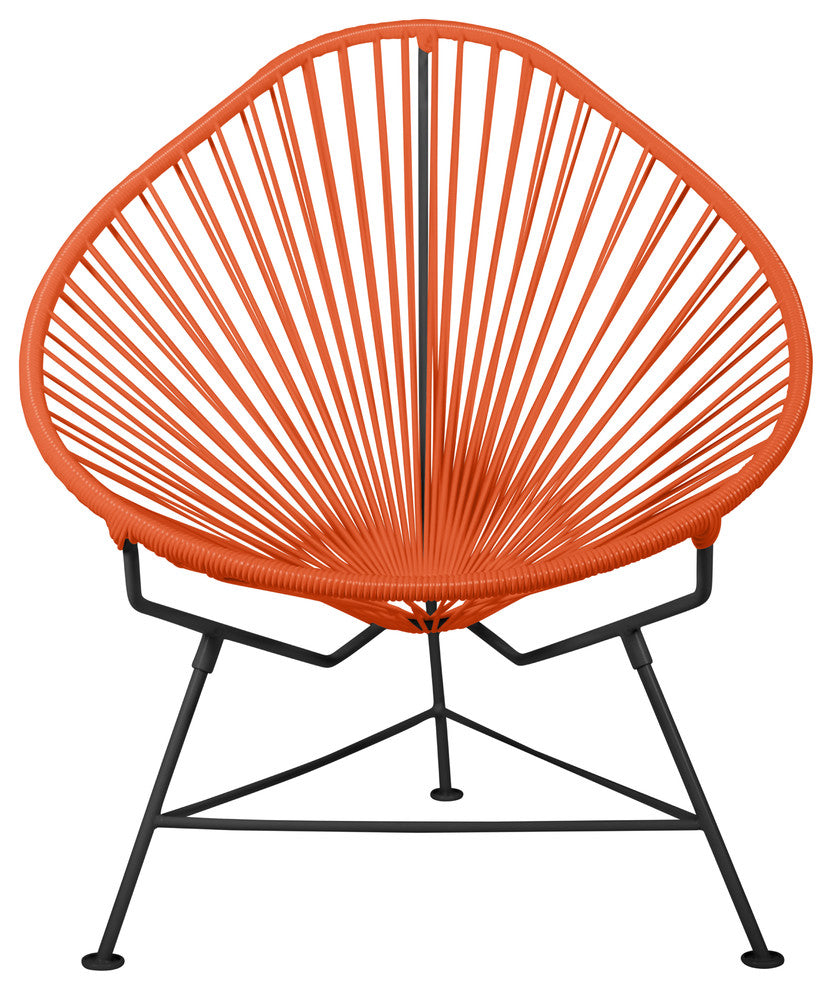 Junior Indoor/Outdoor Handmade Acapulco Chair, Orange Weave, Black Frame