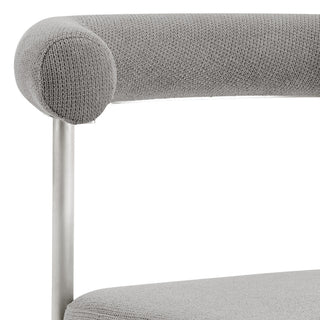 Veronica Shannon Round Dining Table 5-Piece Set, Brushed Steel, Gray Fabric