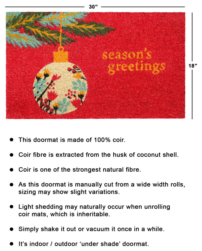 RugSmith Multi Machine Tufted Seasons Greetings Doormat, 18" x 30"
