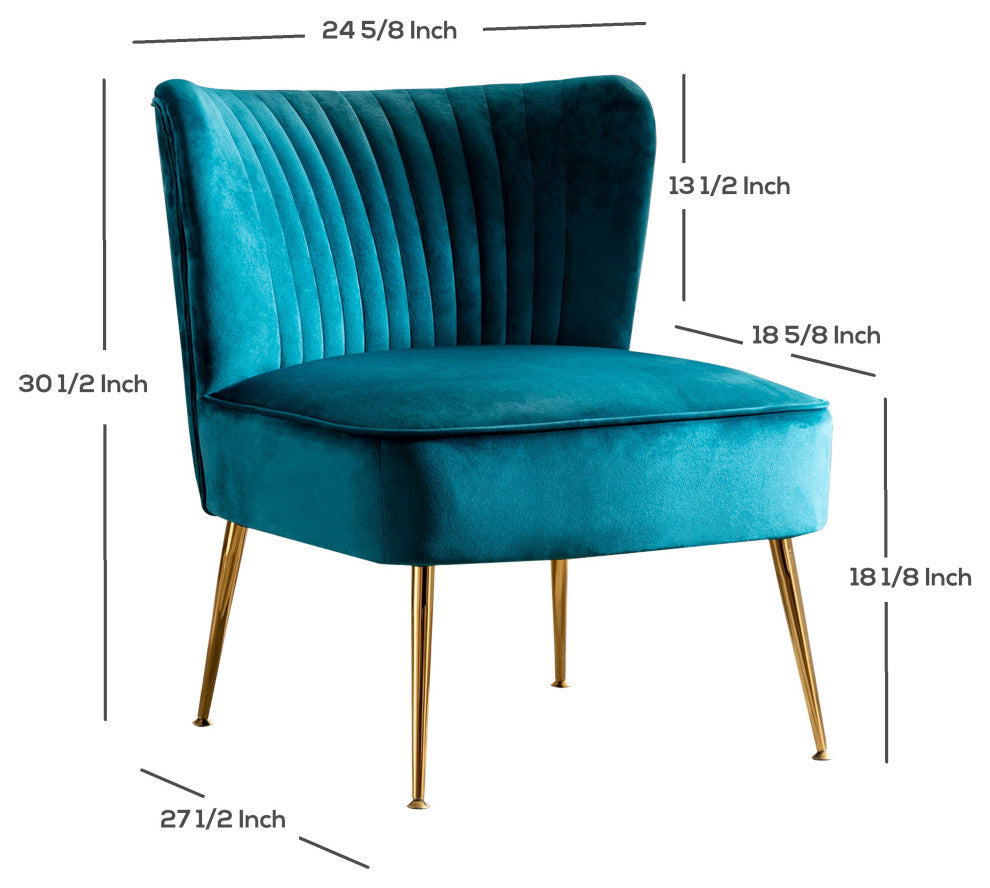 WestinTrends 25" Tufted Velvet Accent Chair for Living Dining Room, Bedroom, Den, Green