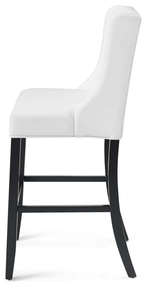 Bar Stool Chair Barstool, Set of 2, Faux Leather, Wood, White, Modern, Bar Pub