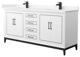 Marlena 72" Double Vanity, Cultured Top, Black Trim
