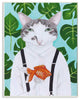 Cat Goldfish Dinner Funny Animal Portrait Painting, 10"x15"