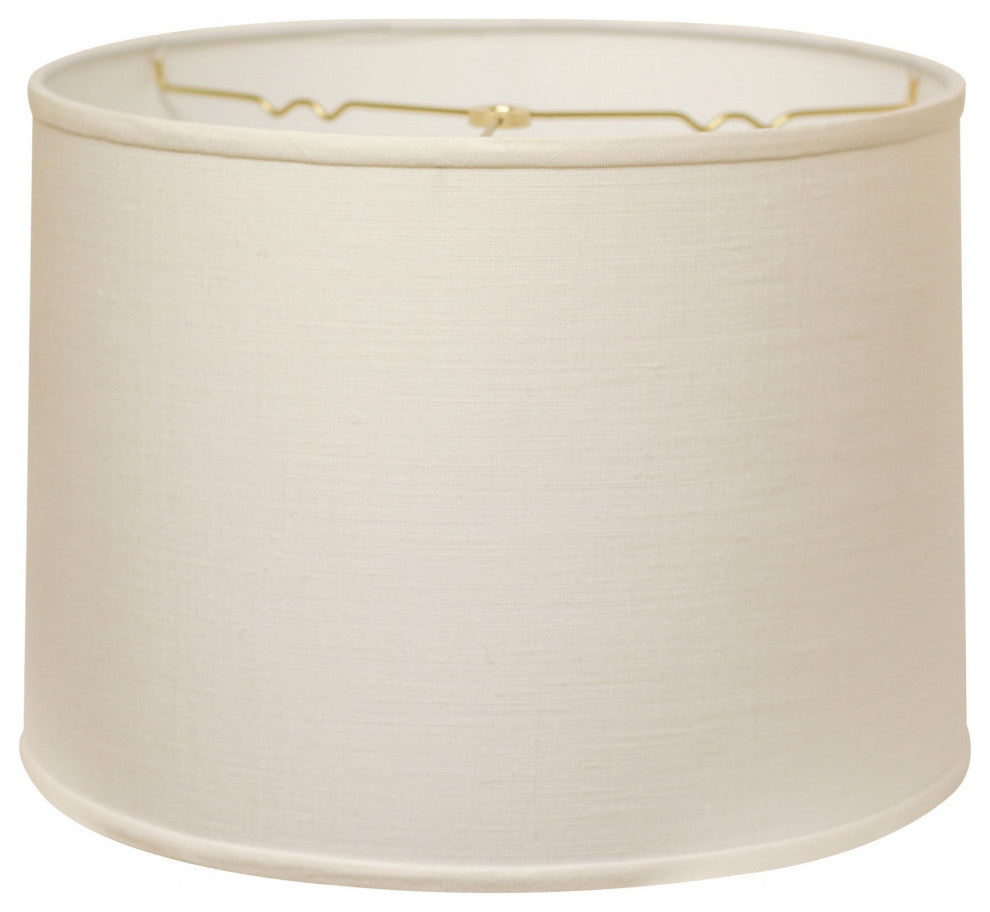 16" White Throwback Drum Linen Lampshade