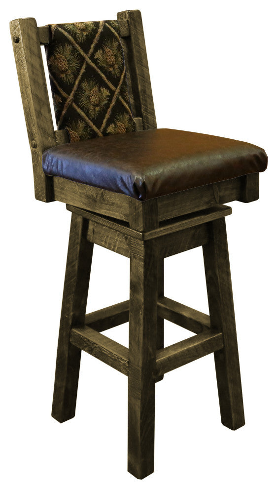 Barnwood Style Timber Peg Freestanding Bar Set, Woodland Smoke, Black Pine Cone and Quarter Espresso