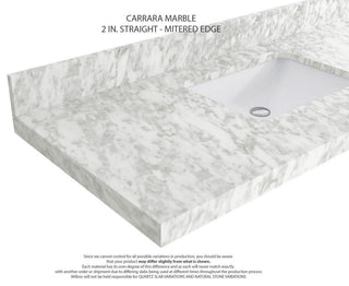 Nashville 48" Single Sink Bath Vanity, White 2" Carrara Marble