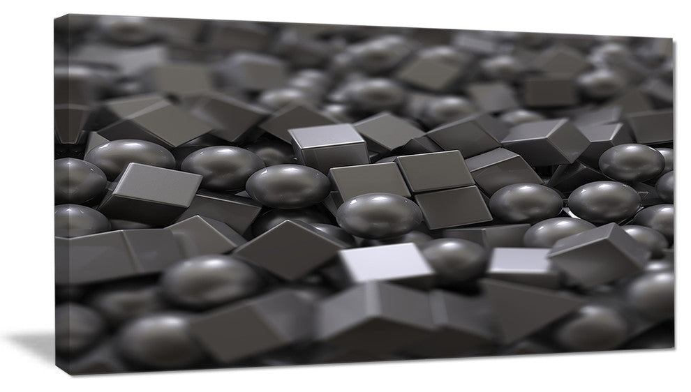 Balls and Cubes 3D Design, Abstract Canvas Art Print, 32"x16"