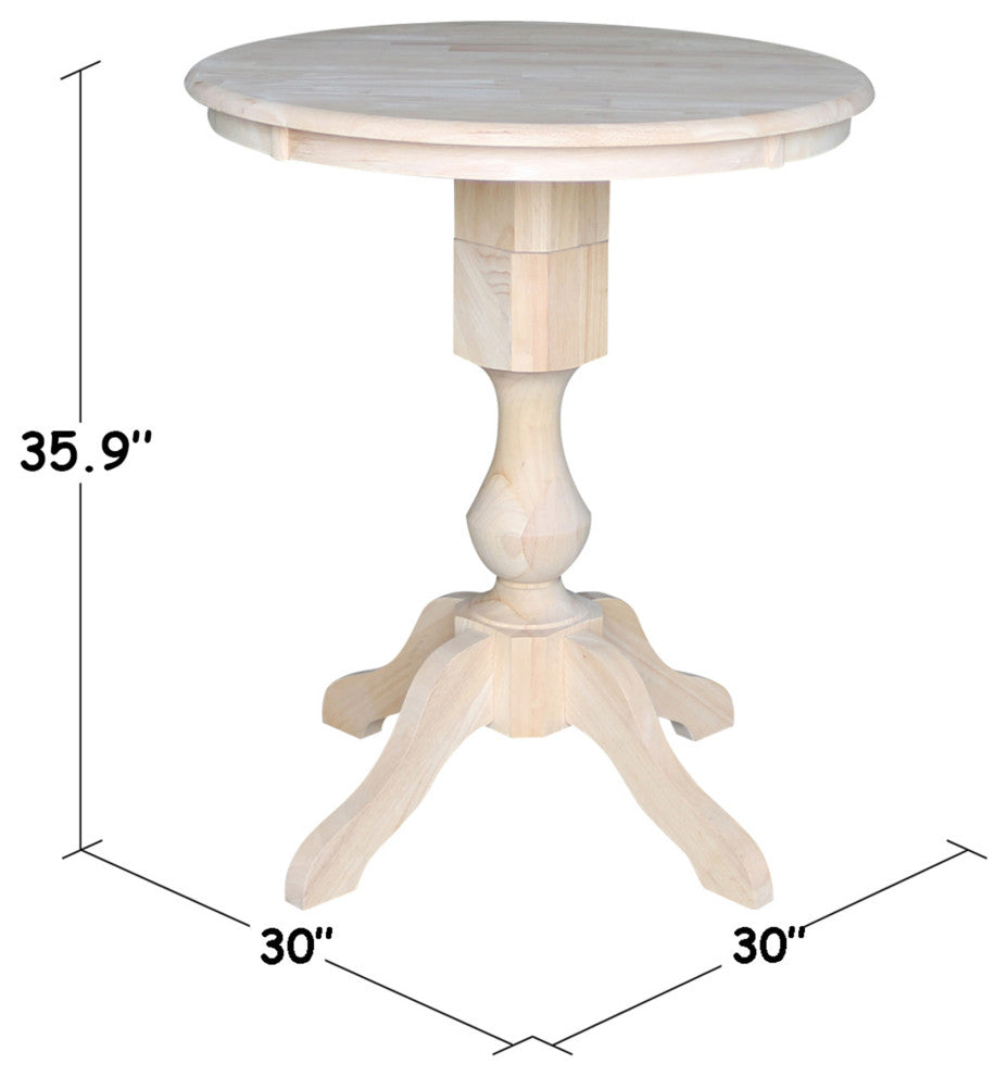 Round Top Pedestal Table, Unfinished, 30 Inch Round