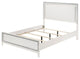 Benzara BM252737 Queen Bed With LED Headboard and Shimmering Trim, White
