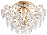 Belle Brushed Silver-ish Champagne 5-Light Larger Crystal Flush Mount