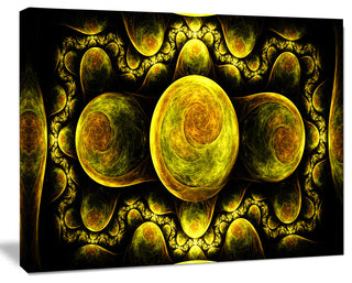 Yellow Exotic Fractal Pattern, Abstract Art on Canvas, 20x12