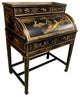 37" Wide Shiny Black Oriental Lacquerware Roll Top Desk