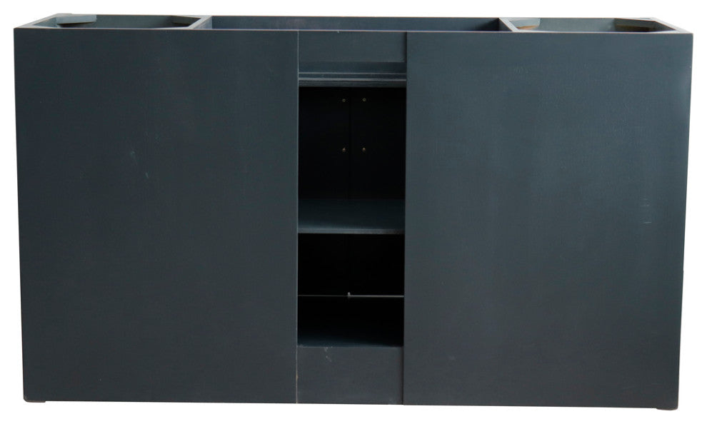 61" Single Sink Vanity, Dark Gray Finish And White Carrara Marble