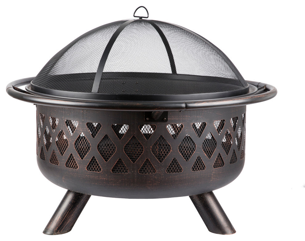28'' H x 36'' W Iron Wood Burning Outdoor Fire Pit