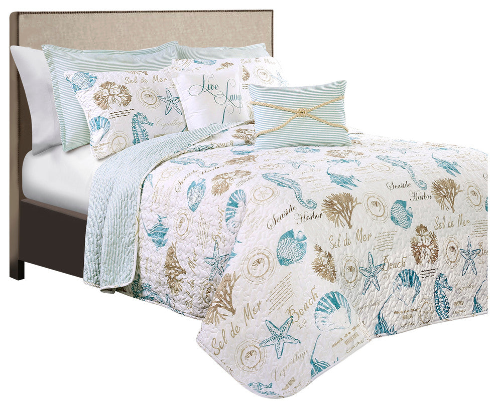 Harbor Life Quilt 7 Piece Set, Blue, King