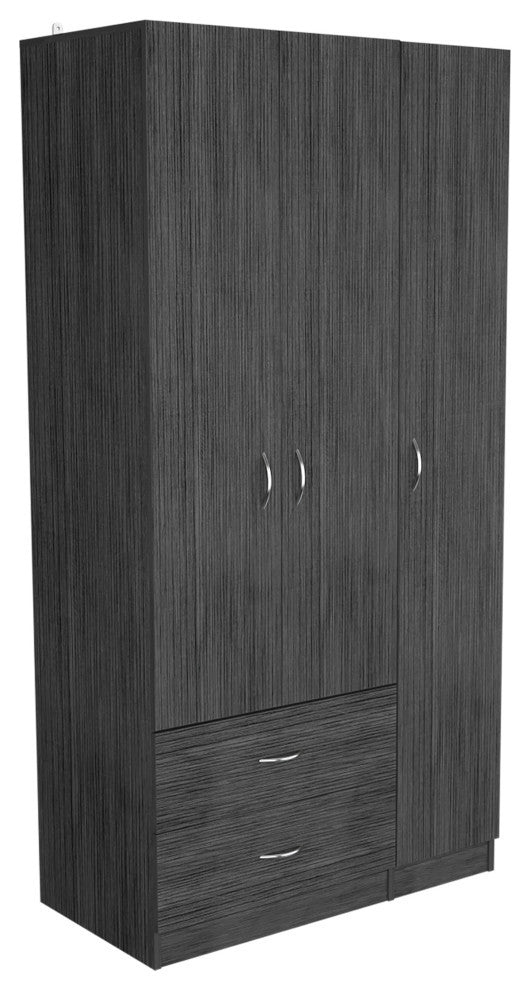 Bosko 3 Doors Armoire, Smokey Oak / White