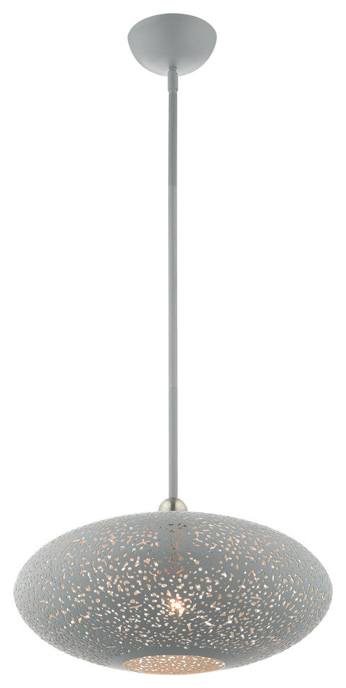 Livex Lighting Charlton 1 Light Nordic Gray, Brushed Nickel Medium Pendant