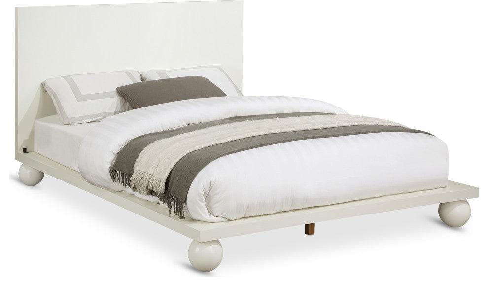 Kent Solid Ash Wood Bed, Cream, Queen