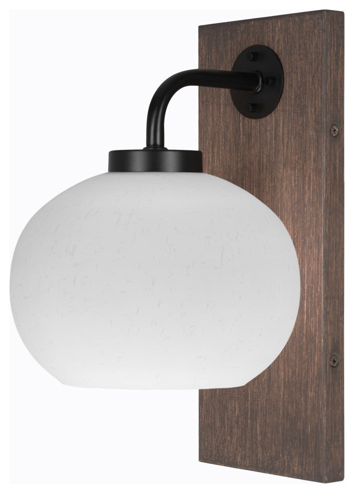 Oxbridge Wall Sconce, Matte Black & Painted Distressed Metal, 7" White Muslin