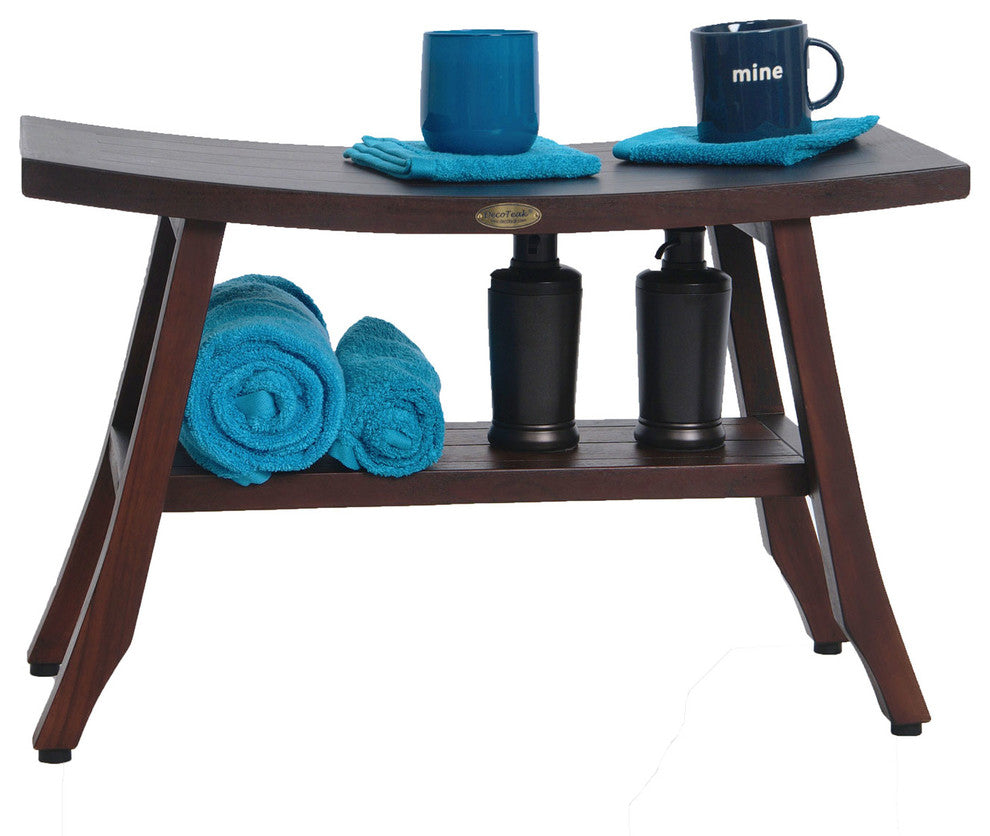 Satori Eastern Style Shower Stools With Shelf, 24", 28"
