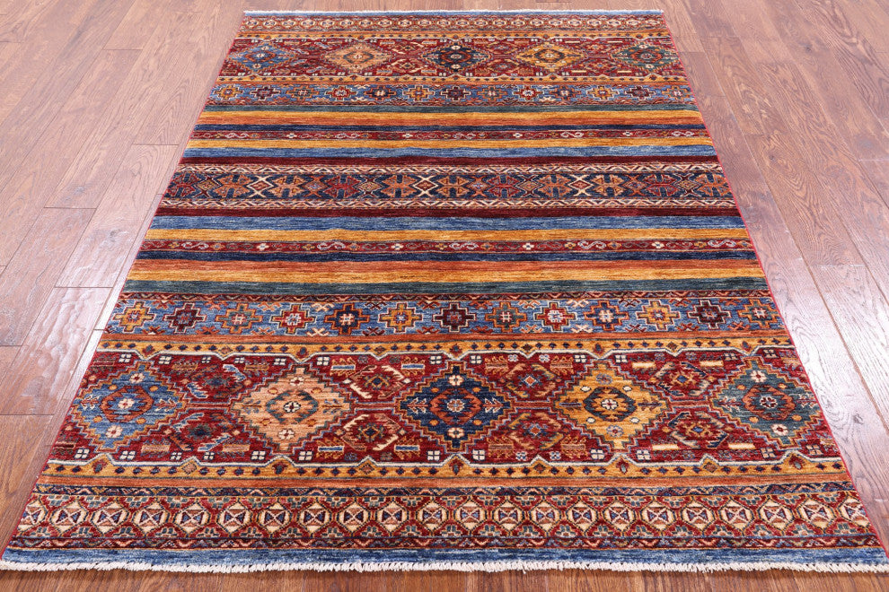 4' 7" X 6' 8" Super Kazak Khorjin Hand-Knotted Wool Rug Q5457