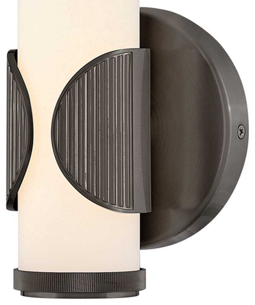 Hinkley Femi 13" Small LED Bath Vanity Sconce, Black Oxide + Etched Opal Glass