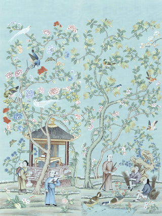 Chinoiserie Wall Mural Tea Garden Diptych, Large