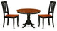 3 Pc Set With A Round Table And 2 Wood Dinette Chairs, Black And Cherry