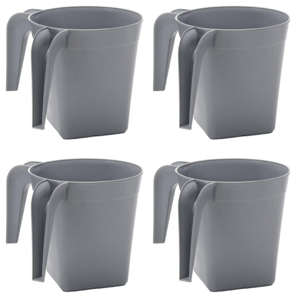 YBM Home Square Plastic Wash Cup, long-lasting, Grey, 4