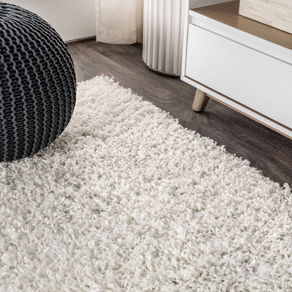 Mercer Shag Plush Area Rug, White, 3 X 5