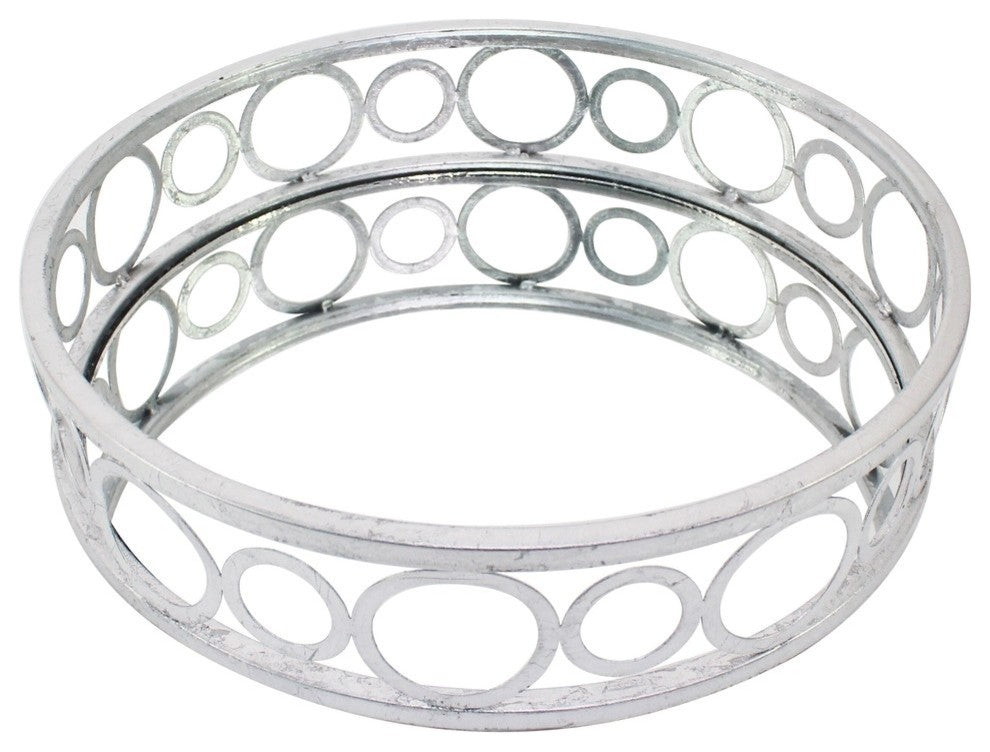 14 X 14 X 4 Silver Classic  Mirror Tray