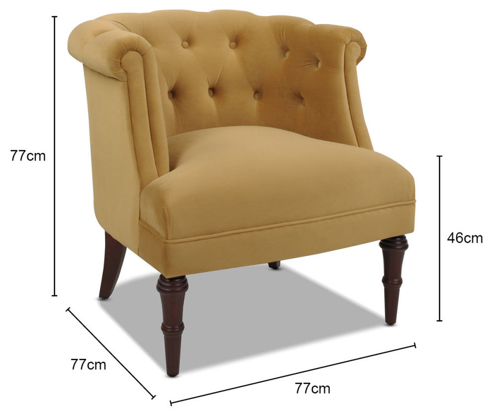 Katherine Tufted Accent Chair, Gold Velvet
