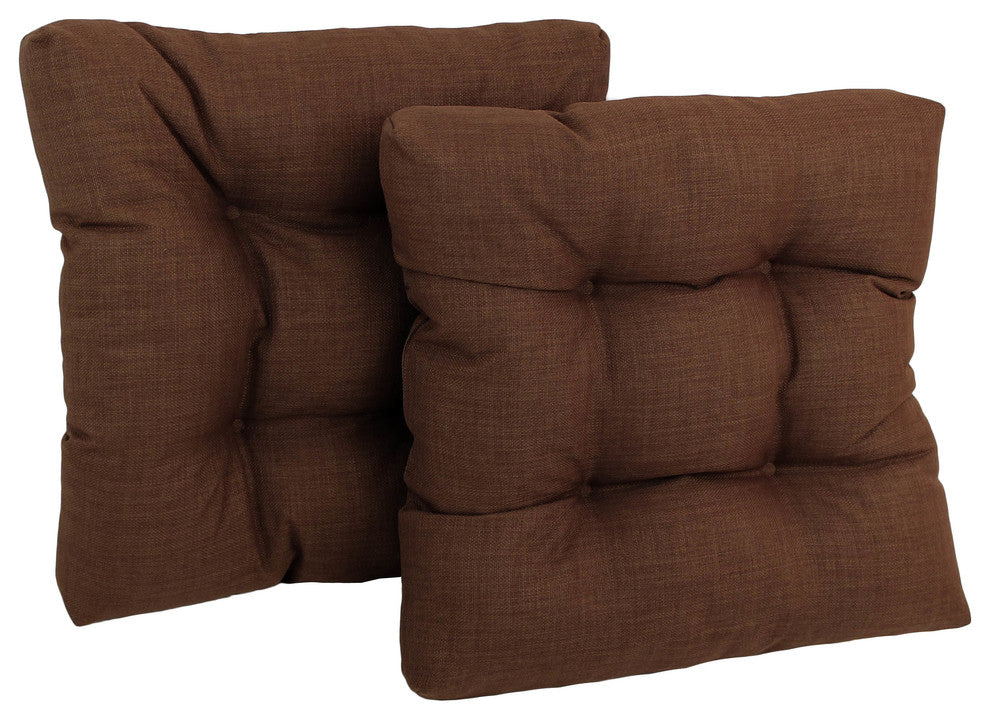 19" Squared Tufted Dining Chair Cushion, Set of 2, Cocoa