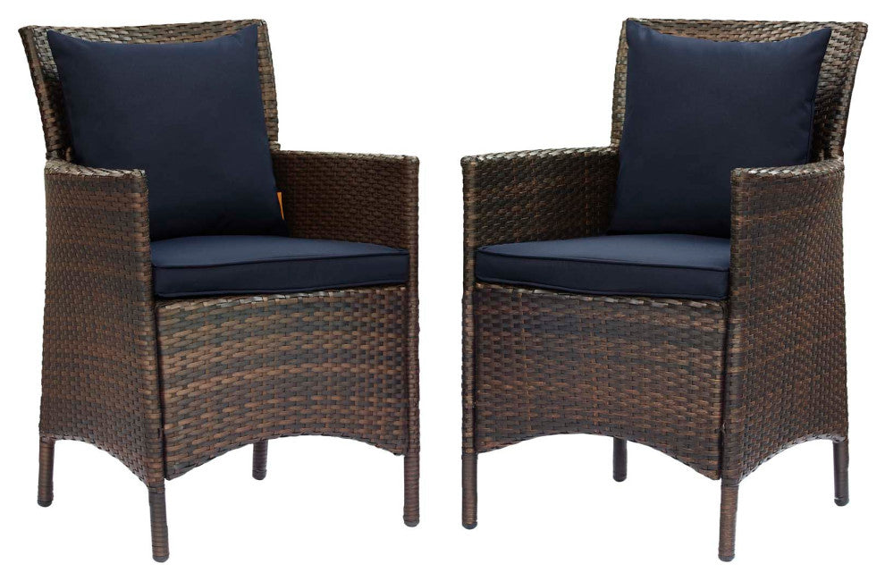 Conduit Outdoor Patio Wicker Rattan Dining Armchair Set of 2