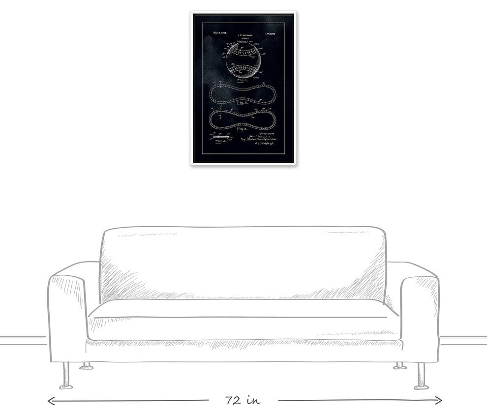 Baseball Patent Print 1928 20x30 Black Floating Framed Canvas