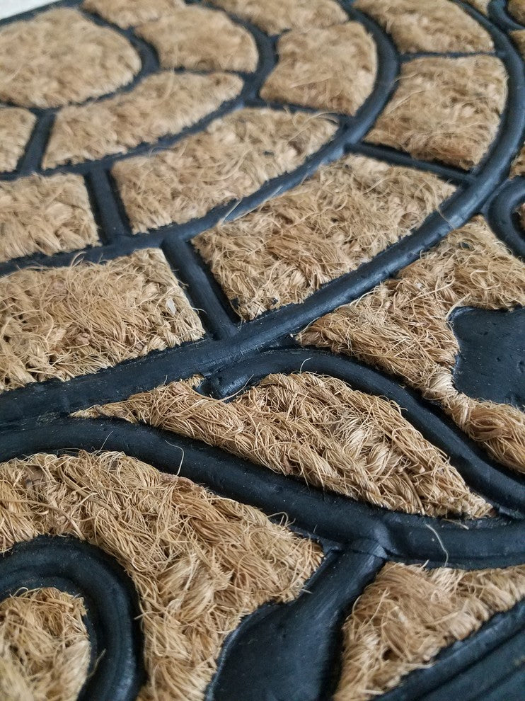 Sheltered Half Round Front Door Mat Harry Natural Braided Coir Coco Rubber Rug 2