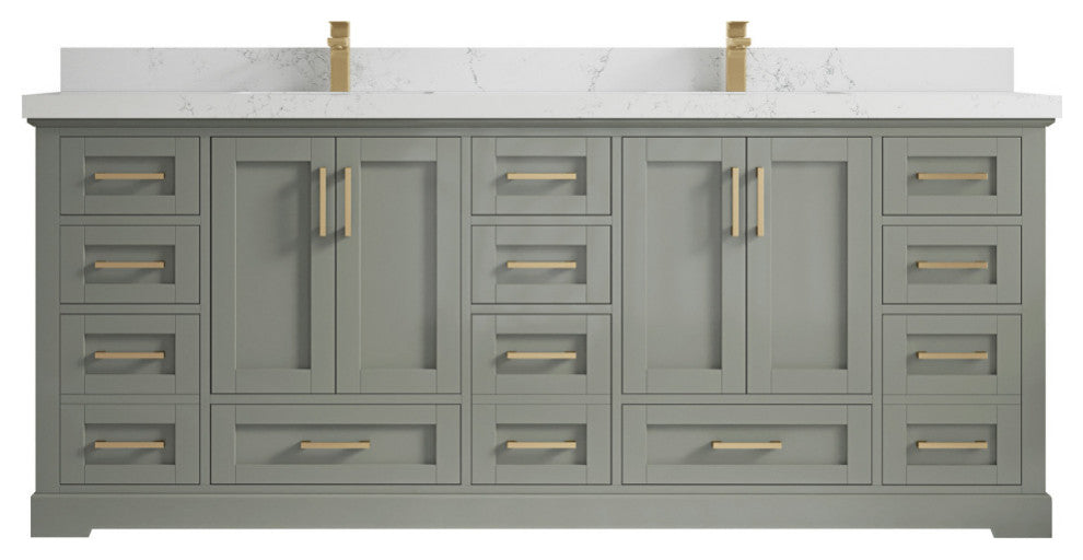 Boston 84 Double Sink Bath Vanity in Evergreen 2" Empira Quartz