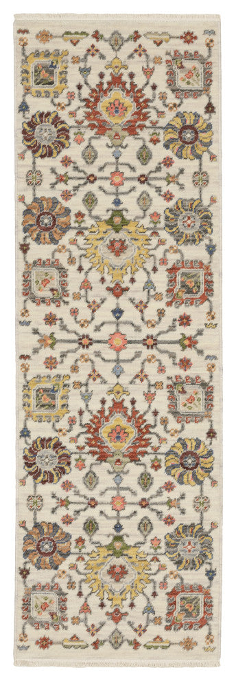 Leoness Floral Puffs Indoor Area Rug, Ivory, 2' x 6'