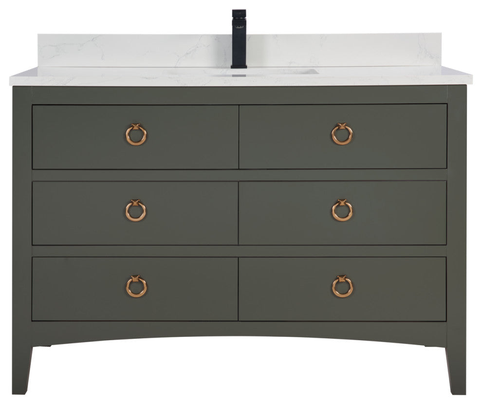 Legion Furniture WS2518 Series Bathroom Sink Vanity, Pewter Green, 48", Artificial Stone Top, Single Sink