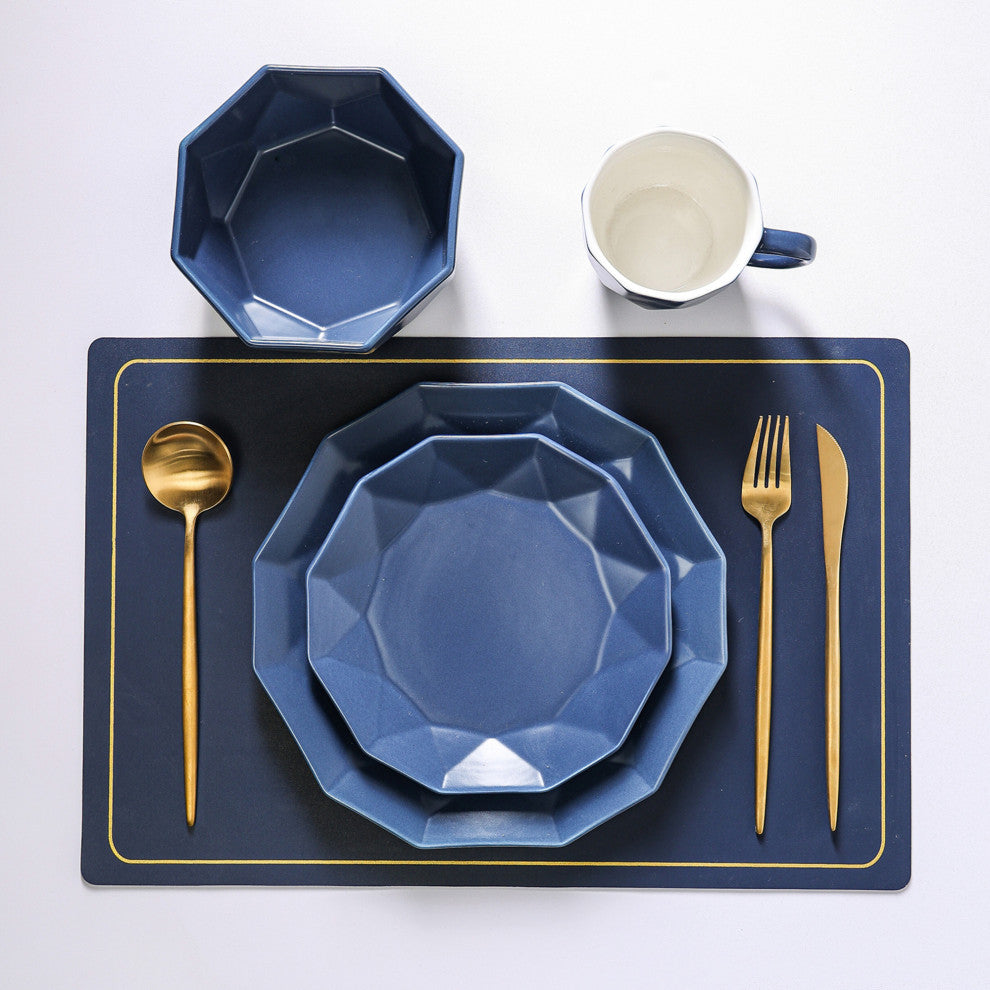 Stone Lain Jamie Porcelain 16 Piece Dinnerware Set, Blue