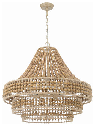 Silas 8-Light Burnished Silver Chandelier, Natural Wood Beads