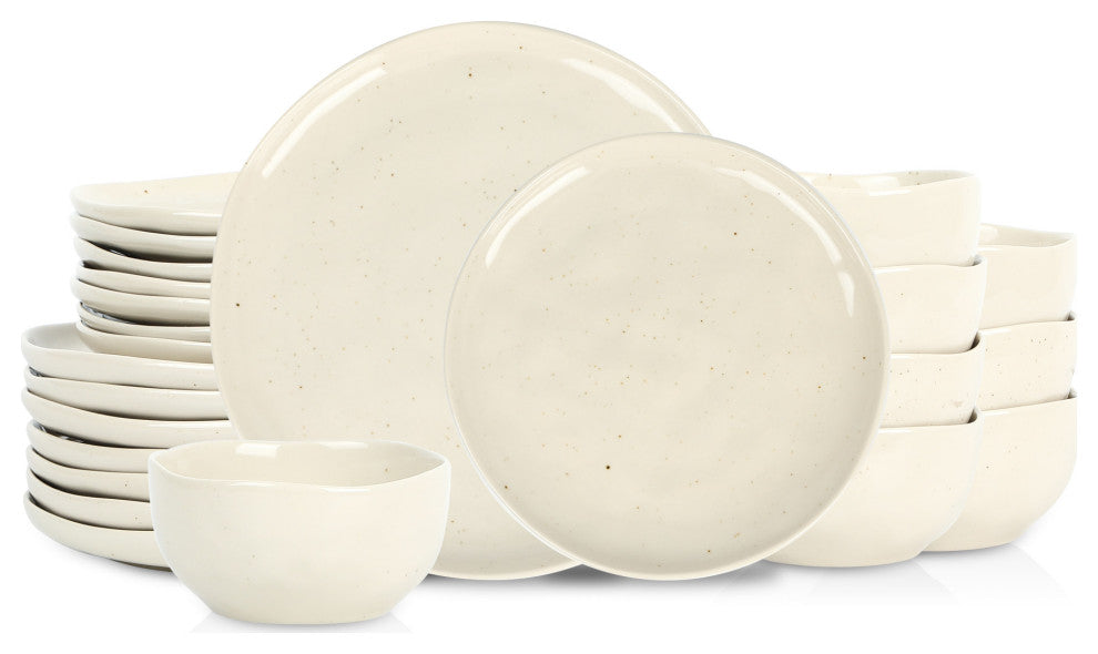 Stone Lain Mirella Stoneware 24-Piece Dinnerware Set, Beige