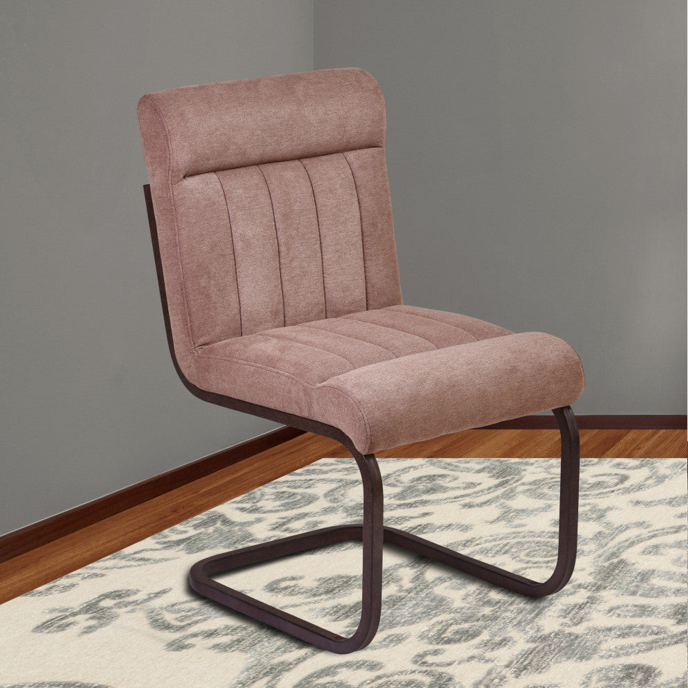 Vancouver Metal Side Chair In Auburn Bay And Brown Microfiber, Set of 2