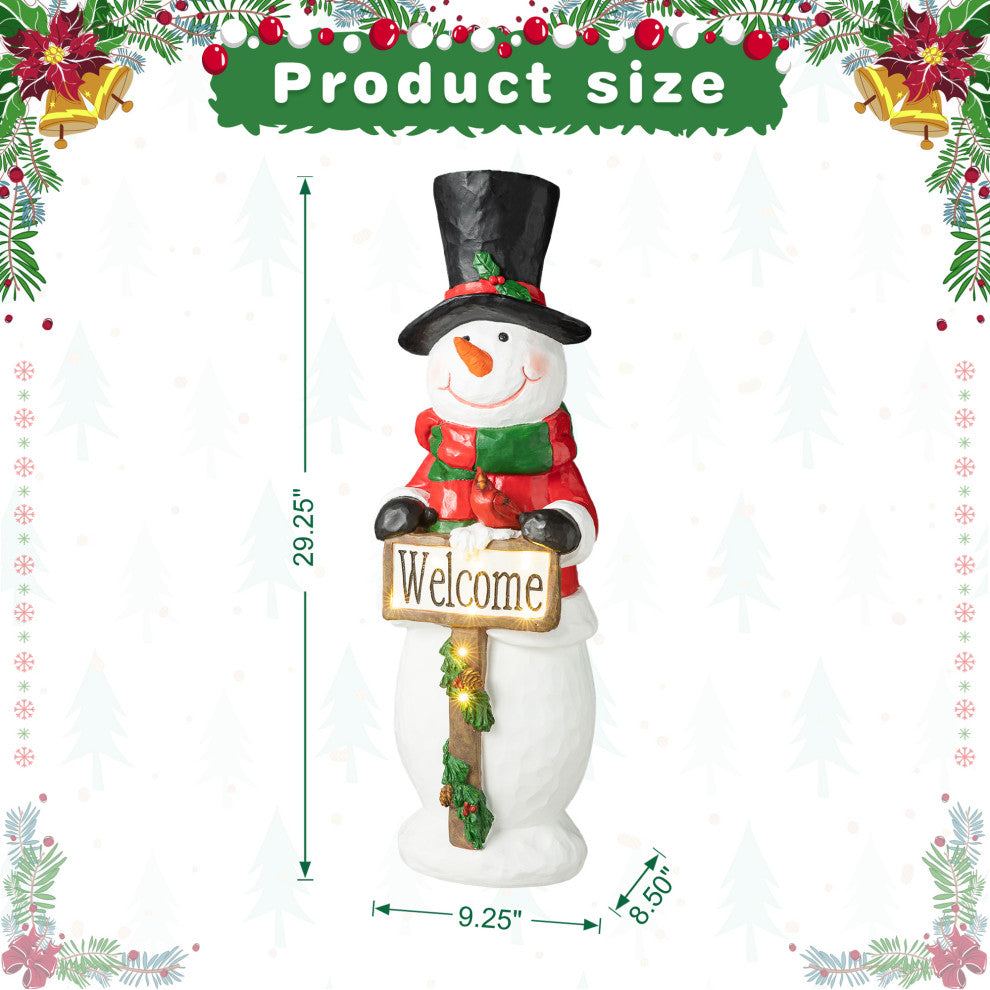 29.25"H Christmas Resin Snowman Porch Decor