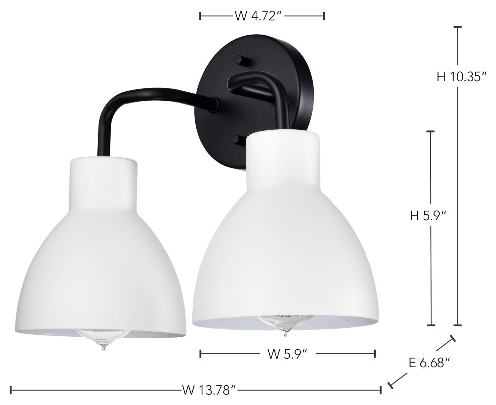 Nuvo Sloan 2-Light Incandescent Matte Black Wall Mount