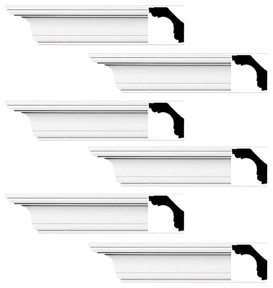Cornice White Urethane New Britain Simple Design 6 Pieces Totaling 564" Length