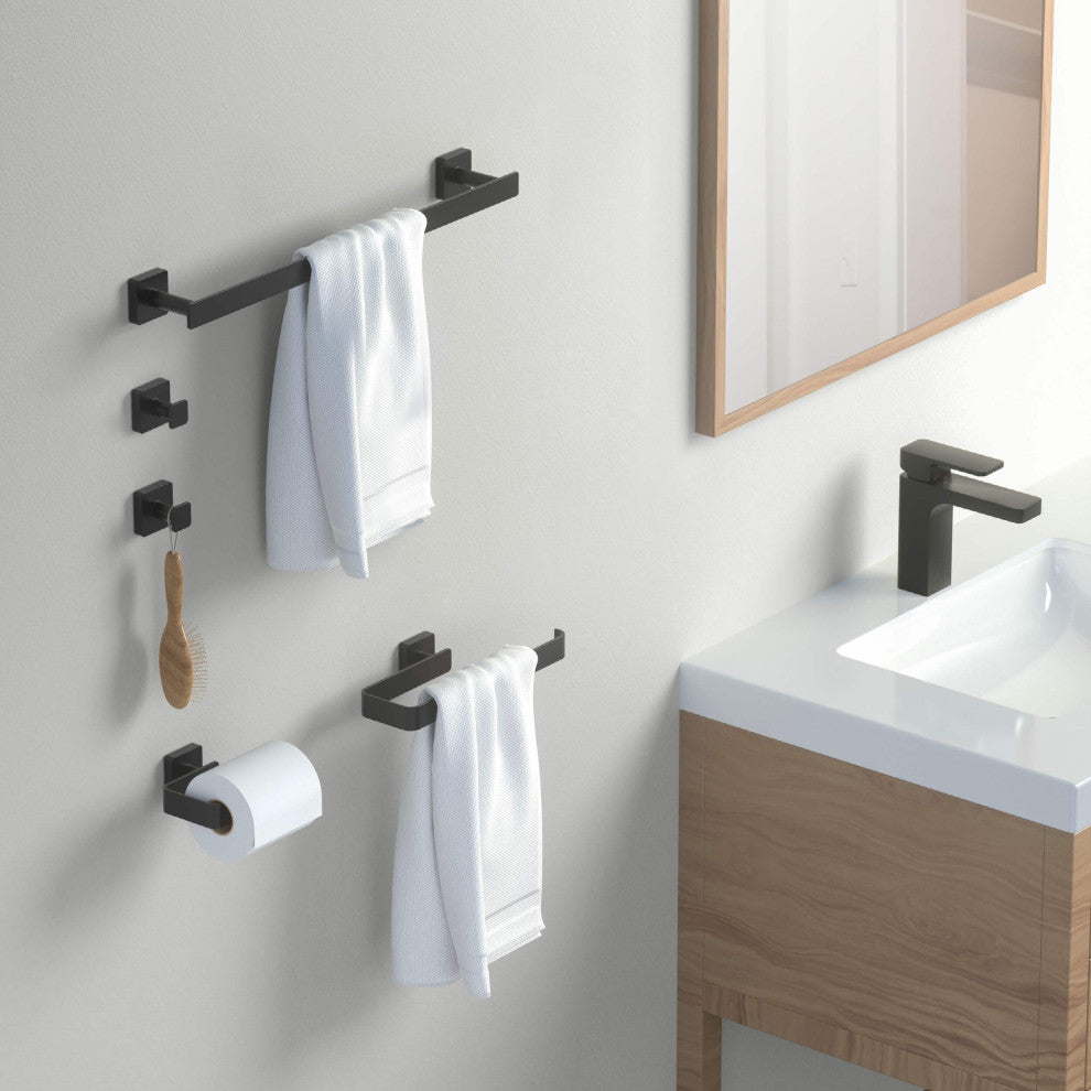 Blaze 5 Piece Bathroom Hardware Set, Matte Black
