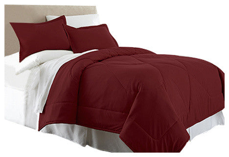 Wine Micro Flannel Comforter Set, King